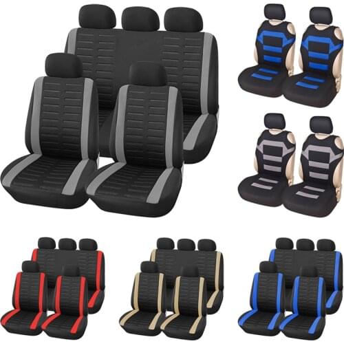 AUTOYOUTH Full Set Car Seat Cover Universal Fit 9 PCS Front Seat Covers & Split Bench Cover Kit Airbag Compatible 3D Embossed