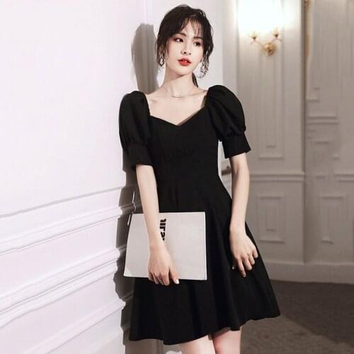 Black Short Evening Dress Temperament Formal Party Dress Elegant Banquet Dress Simple Prom Gowns Birthday Party Dress XS-3XL