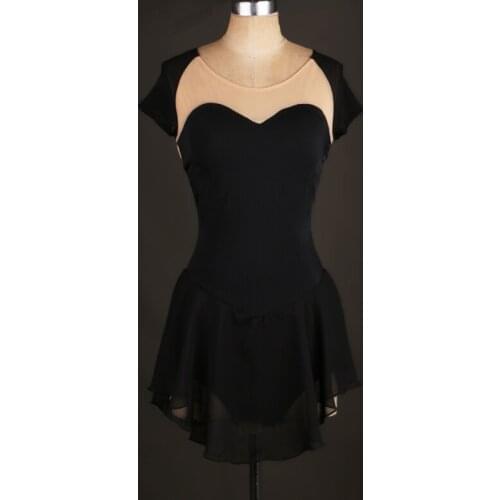 Black figure skating dress girl Gymnastics Leotard competition costume ballet dress B011