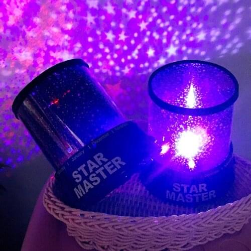 Fantasy Romantic Starry Sky LED Night Light Rotating Night Light Projector Happy Birthday Moon Sleep Kids Baby Lamp Battery