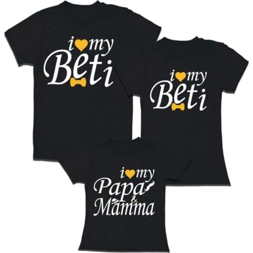 I Love My Beti I Love My Papa Mamma T-Shirt Family Matching Outfits Dad Mom and Kids Short Sleeve Cotton T Shirt Gift