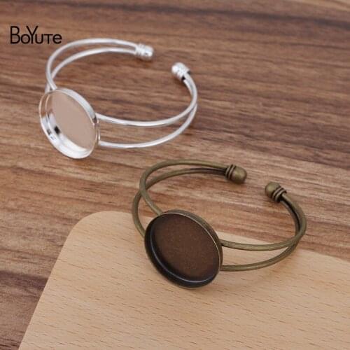 BoYuTe (5 Pieces/Lot) 65*60MM Metal Brass Bracelet Base with 25MM Cabochon Blank Tray Handmade DIY Jewelry Accessories Materials