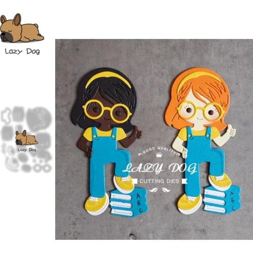 Girl stepping on book Metal Cutting Dies Scrapbooking Stencil DIY Mold Craft Embossing Die Cuts Card Making New Dies For 2021