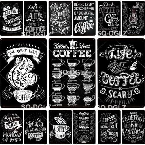 Coffe Recipe Metal Sign Plaque Metal Vintage Pub Bar Decor Tin Sign Plate Poster Home Decor Art Painting Brewed Wall Sticker
