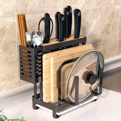 Stainless Steel Multifunctional Countertop Holder Storage Rack Chopstick Tube Pot Cover Rack Finishing Storage Knife Holder