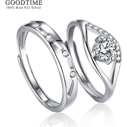 Fashion New 2020 Wedding Couple Rings 100% Real 925 Sterling Silver Rings Zircon Rhinestone Ring Jewelry For Lover Valentine