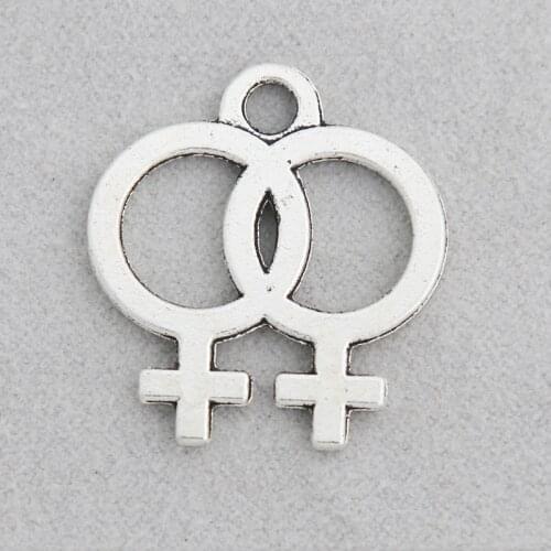 RAINXTAR Fashion Alloy Vintage Gender Symbol Pendant Charms 24*26mm 50pcs AAC1821