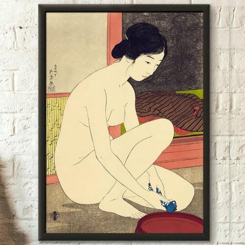 Wall Art Woman At Her Bath Japan Canvas Painting Modular Ukiyo-e Pictures Home Decor Bedroom Background Hashiguchi Goyo Poster