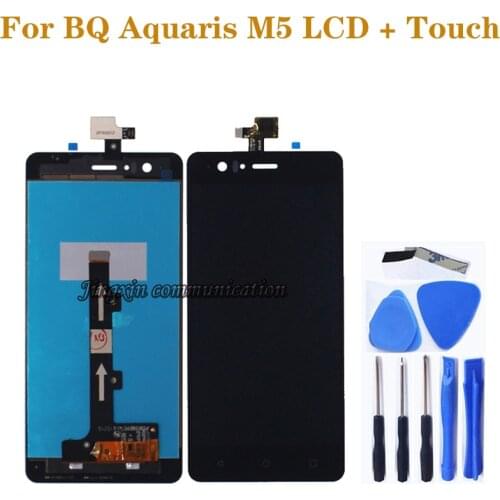 100% new black/White lcd for BQ Aquaris M5 LCD display + touch screen digital converter replacement m5 repair parts
