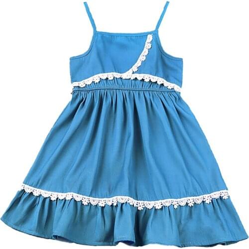 2021 New Summer Girls' Dress Vest Denim Embroidery Casual Sleeveless Party Princess Dress Childrens Baby Kids Girls Clothing