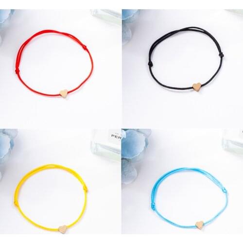 Handmade Colored String Heart Love Charm Bracelets For Women Men Kids Adjustable Cord Thread