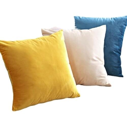 Nordic solid velvet living room rectangular back cushion pillow case