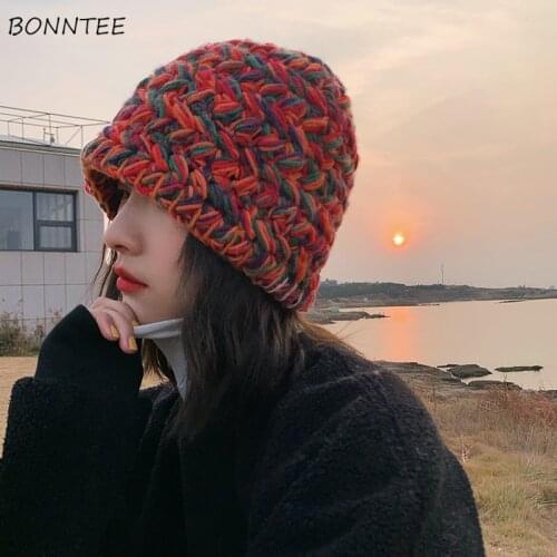 Bucket Hats Women Soft All-match Autumn Winter Stylish Outdoor Warm Knitting Ladies Caps Harajuku Streetwear Daily Korean Style