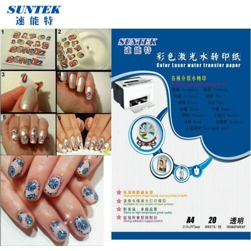 40sheets/bag water decals for DIY nail sticker A4 clear water transfer paper for laserjet printer papier autocollant de l'eau
