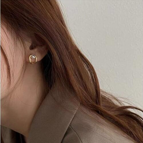 S925 Silver Needle Korean Version Of Exquisite Temperament Simple Small U-shaped Pearl Earrings Fairy Simple Earrings