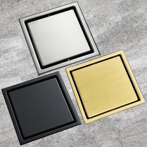 HIDEEP black square 150*150mm hidden toilet large displacement deodorant sewer floor drain