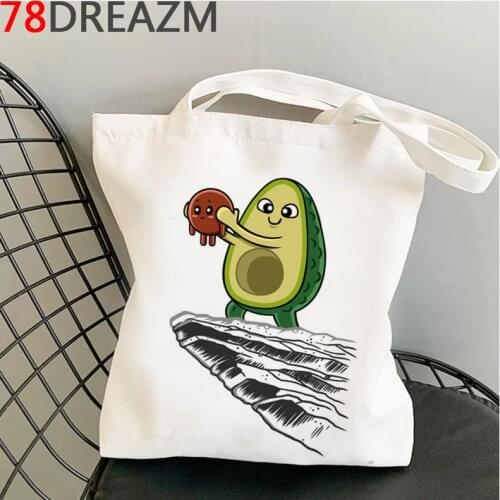 Avocado shopping bag reusable recycle bag shopping handbag canvas shopper bag woven sac cabas string tote sac tissu