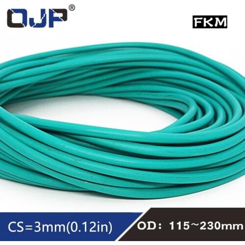 1PC Fluorine rubber Ring Green FKM O ring Seal OD115/120/125/130/140/145/150/230*3mm Rubber O-Ring Seal Ring Fuel Gaskets Washer