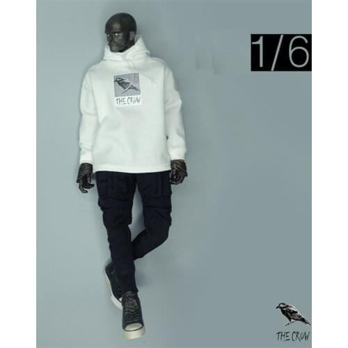 In Stock For Sale 1/6th CROWTOYS Trendy Graffiti Street Dancing White Hoodie Shirt Coat For Mostly 12inch Doll Soldier