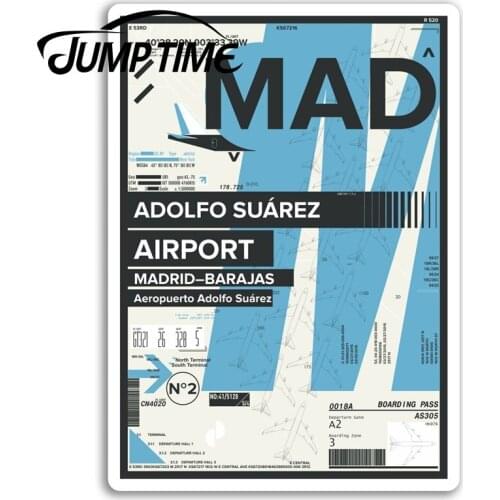 Jump Time for MAD Adolfo Suarez Airport Vinyl Stickers Madrid Spain Sticker Bumper Decals Waterproof Car Accessories