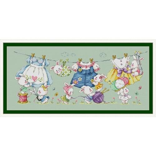 Sewing rabbit cartoon patterns Counted Cross Stitch 11CT 14CT 18CT DIY Chinese Cross Stitch Kits Embroidery Needlework Sets
