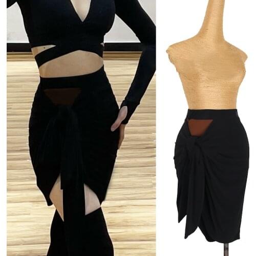 Latin Dance Skirt For Women Adult Irregular Practice Short Dress Professional Rumba Tango Samba Cha Cha Dance Clothes DQL5315
