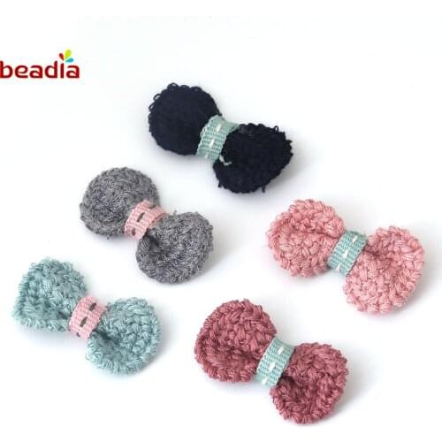 New Fashion High Quality 20pcs/bag Ribbon Wool Bowknot Hair Clips Applique DIY Craft Wedding Bow Tie Scrapbooking Decoration