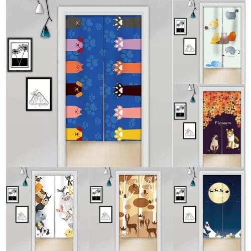 Japanese Cartoon Cotton Linen Door Curtain Household Partition Curtain Bedroom Blackout Curtain Doorway Hanging Curtain
