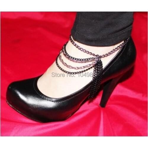 FREE SHIPPING L68 Fashion Women Mix Color Ankle Chain Four Layers Chains Silver with Gray black