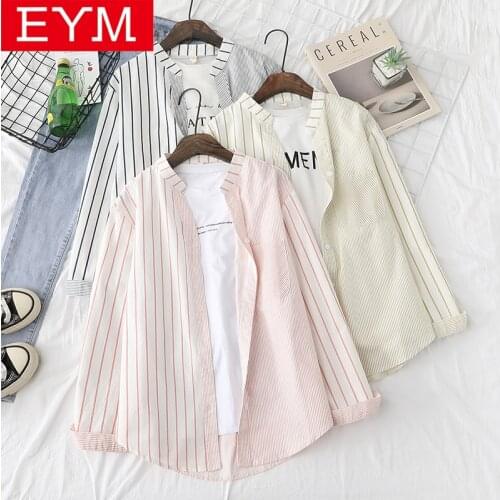 Fresh Design Patchwork Style Womens Striped Shirts 2020 Autumn New Cotton Blouse Ladies Long Sleeve Blouses Female Tops Blusas