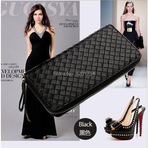 Wallets rushed women purse miss han ban 2015 new wallet embossed retro classic knit zipper qian bag long arrival top fashion