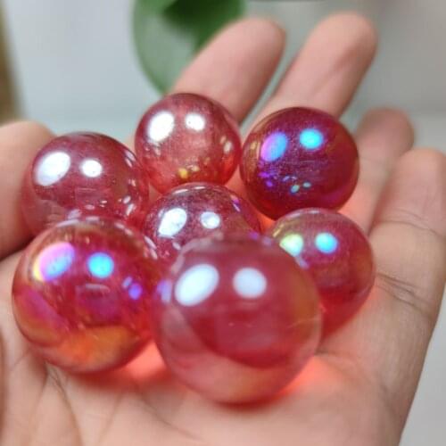 100g Red Titanium Aura Electroplating Quartz Crystal Sphere Balls Healing Decoration Stones and Minerals