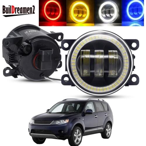 2 X Car Angel Eye Fog Light Assembly LED Lens DRL Fog Driving Lamp 30W 6000LM 12V For Mitsubishi Outlander II CW_W 2006-2012