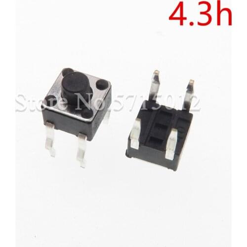 200pcs 4.5*4.5*4.3mm 4pin DIP Black Micro Push Button Switch Tactile Tact Momentary Electronic Switch