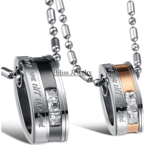 2020 Luxury Stainless steel Big Crystal Circle Corss Couple Pendant, Lovers Pendant Necklace, High quality Gift for Christmas