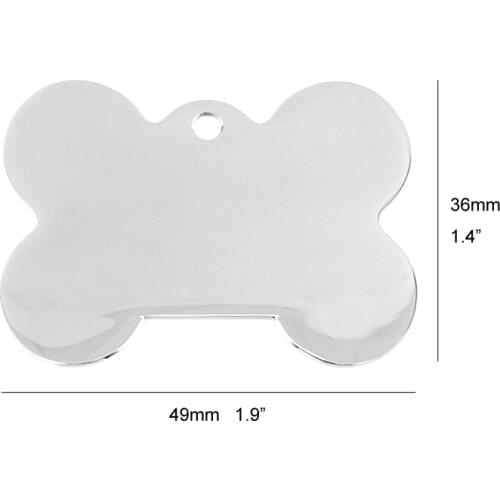 3 Sizes Pet Tags 100% Stainless Steel Blank Dog Bone Tags Charms DIY Name Print Blank Pendants Mirror Polish Wholesale 50pcs