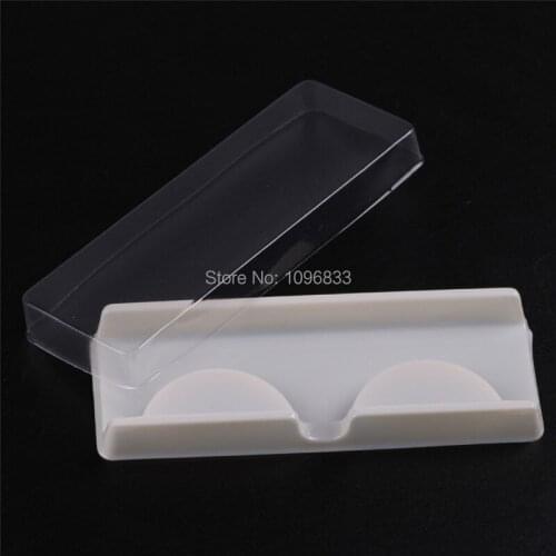 50pcs/lot Creamy White Cosmetic Eyelashes Refillable Box 1pair Fake Eyelashes Storage Case Empty Eyelash Packing Containers