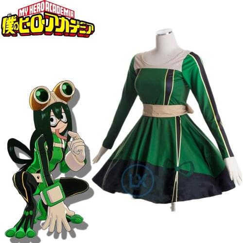 Anime My Hero Academia Cosplay Costume Asui Tsuyu Academia Cosplay Lolita Kimon Dress Full Sets Female Halloween Gift