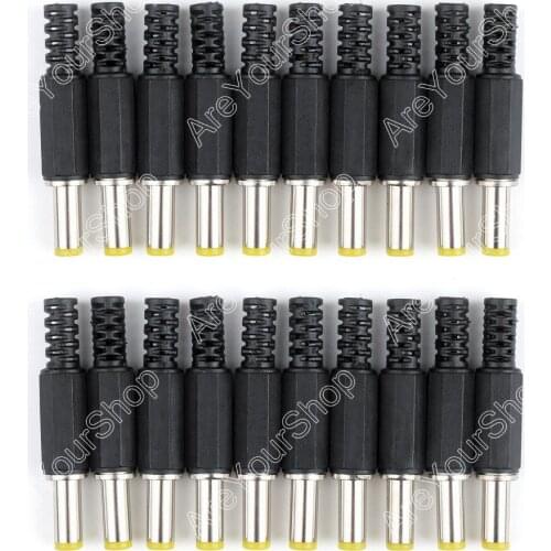 Areyourshop 20 Pcs DC 14mm 5.5 X 2.5mm Power Plug Socket Soldering Connectors Black
