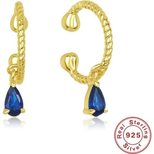 Canner White/Blue Zircon Stud Earring For Women Luxury Pendientes 925 Sterling Silver Piercing Fashion Jewelry Accessories