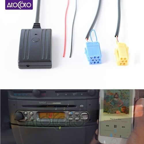 Bluetooth 5.0 Phone Call Handsfree Cable AUX Adapter for Smart Fortwo 450 451 Roadster Radio CD 6 8 Pins MINI ISO Connector Plug