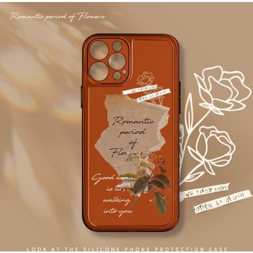 Retro French sweet rose Flower romantic art Phone Case For iPhone 11 12 Pro Max Xs Max XR Xs 7 8 Plus 7Plus case Cute Soft Cover
