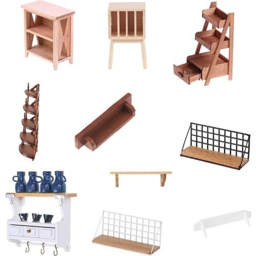 Wood Brown Wall Mount Shelf Storage with Jars and Eggs Dollhouse Kitchen Furniture Accessories 1:12 Dollhouse Miniature Kitchen
