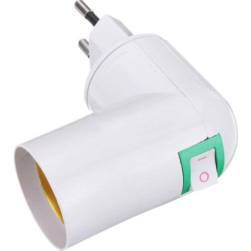 Fashion EU Plug Lamp Holder 360 Degrees Rotate E27 ON/OFF Light Holder Button LED Converter With Socket L3O4