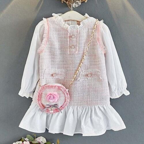 Amya Baby Princess Dress For Girls Flare Sleeve Korean Style Autumn Kids Clothes Birthday Costume Girls Long Sleeve Dress