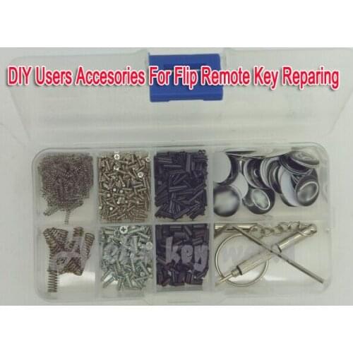 DIY Accessories For Folding Flip Remote Key Repairing Screws +Pins + Springs+Logos +Pin Remover