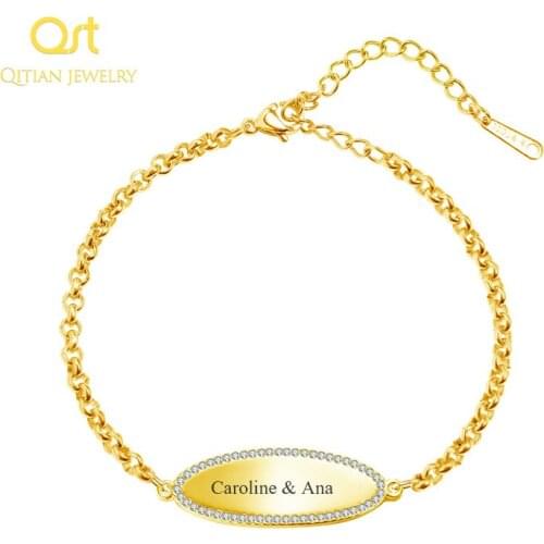 Personalized Iced Out Bracelets for Women Custom Engraved Cuff Bangle Handmade Stainless Steel Adjusted Jewelry Gift