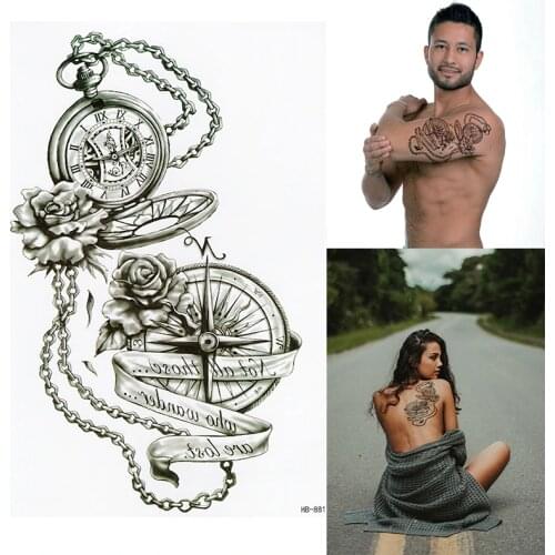 Compass Temporary Tattoo - Wind Rose Compass Rose Waterproof Mens Womens Kids