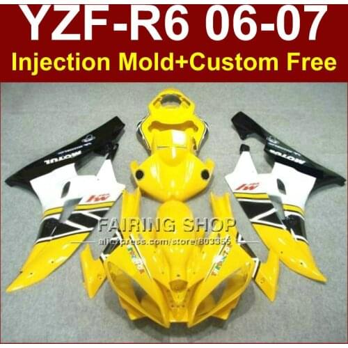 Brand yellow white Motorcycle fairing kits for YAMAHA YZFR6 2006 2007 fairings set YZF1000 YZF R6 06 07 ABS bodyworks QHY6