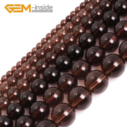 AAA Grade Round Brown Natural Smoky Quartzs Smooth Faceted Surface Beads For Jewelry Making Bracelet 15'' 2mm-14mm Wholesale